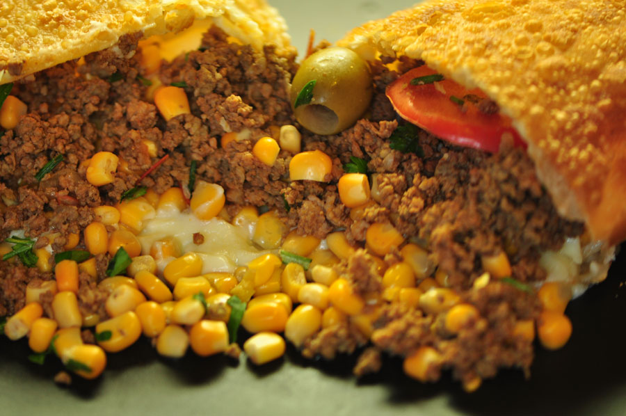 Carne, milho e catupiry